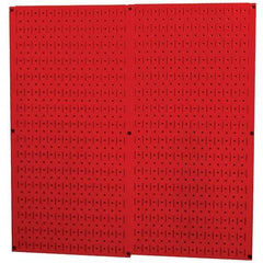 Wall Control - 32" Wide x 32" High Peg Board Storage Board - 2 Panels, Metal, Red - Benchmark Tooling