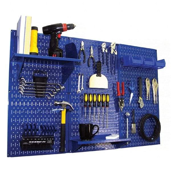 Wall Control - 48" Wide x 32" High Peg Board Kit - 3 Panels, Metal, Blue - Benchmark Tooling