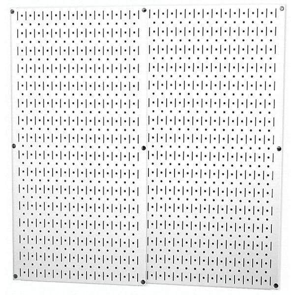 Wall Control - 32" Wide x 32" High Peg Board Storage Board - 2 Panels, Metal, White - Benchmark Tooling