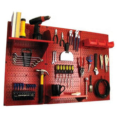 Wall Control - 48" Wide x 32" High Peg Board Kit - 3 Panels, Metal, Red - Benchmark Tooling