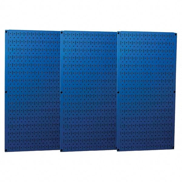 Wall Control - 48" Wide x 32" High Peg Board Storage Board - 3 Panels, Metal, Blue - Benchmark Tooling