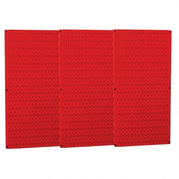 Wall Control - 48" Wide x 32" High Peg Board Storage Board - 3 Panels, Metal, Red - Benchmark Tooling