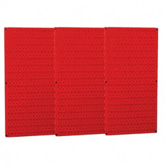 Wall Control - 48" Wide x 32" High Peg Board Storage Board - 3 Panels, Metal, Red - Benchmark Tooling