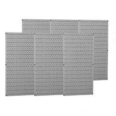 Wall Control - 96" Wide x 32" High Peg Board Storage Board - 6 Panels, Metal, Gray - Benchmark Tooling