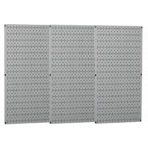 Wall Control - 48" Wide x 32" High Peg Board Storage Board - 3 Panels, Metal, Gray - Benchmark Tooling