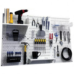 Wall Control - 48" Wide x 32" High Peg Board Kit - 3 Panels, Metal, White - Benchmark Tooling