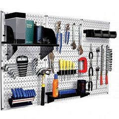 Wall Control - 48" Wide x 32" High Peg Board Kit - 3 Panels, Metal, White/Black - Benchmark Tooling