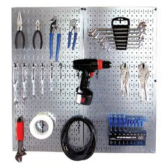 Wall Control - 32" Wide x 32" High Peg Board Kit - 2 Panels, Galvanized Steel, Galvanized/Black - Benchmark Tooling