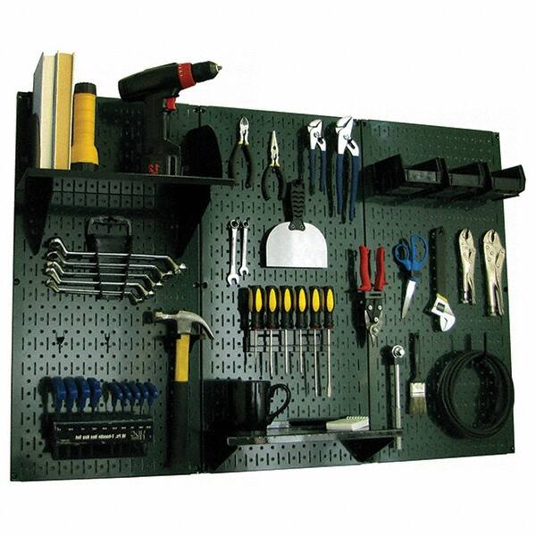 Wall Control - 48" Wide x 32" High Peg Board Kit - 3 Panels, Metal, Green/Black - Benchmark Tooling