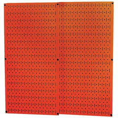 Wall Control - 32" Wide x 32" High Peg Board Storage Board - 2 Panels, Metal, Orange - Benchmark Tooling