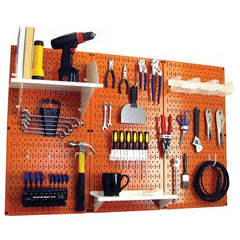 Wall Control - 48" Wide x 32" High Peg Board Kit - 3 Panels, Metal, Orange/White - Benchmark Tooling