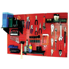 Wall Control - 48" Wide x 32" High Peg Board Kit - 3 Panels, Metal, Red/Black - Benchmark Tooling