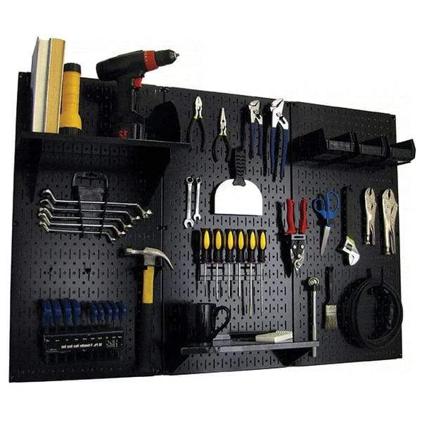 Wall Control - 48" Wide x 32" High Peg Board Kit - 3 Panels, Metal, Black - Benchmark Tooling