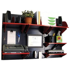 Wall Control - 48" Wide x 32" High Industrial Steel Tool Board System - 3 Panels, Metal, Black/Red - Benchmark Tooling