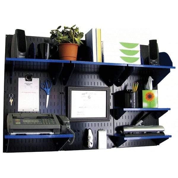 Wall Control - 48" Wide x 32" High Industrial Steel Tool Board System - 3 Panels, Metal, Black/Blue - Benchmark Tooling