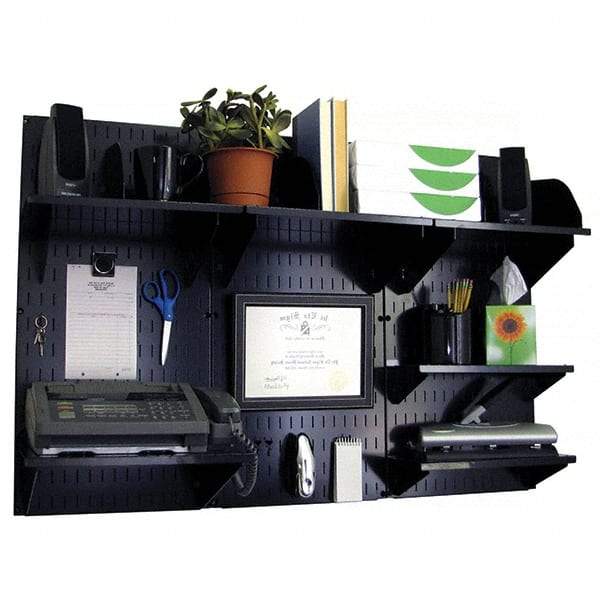 Wall Control - 48" Wide x 32" High Industrial Steel Tool Board System - 3 Panels, Metal, Black - Benchmark Tooling