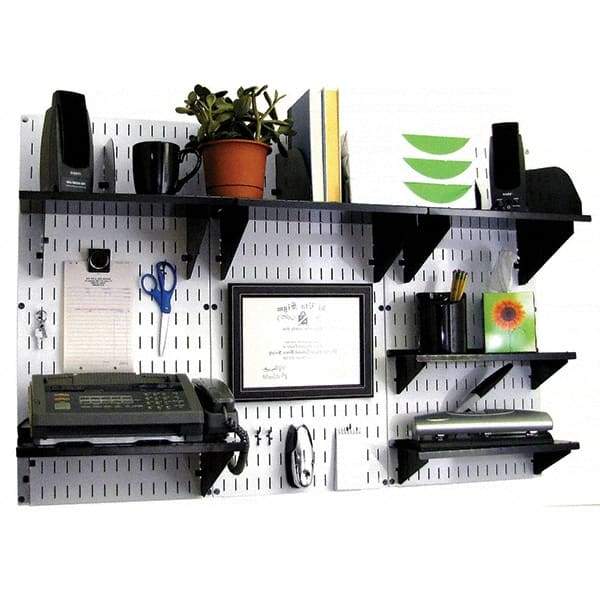 Wall Control - 48" Wide x 32" High Industrial Steel Tool Board System - 3 Panels, Metal, White/Black - Benchmark Tooling