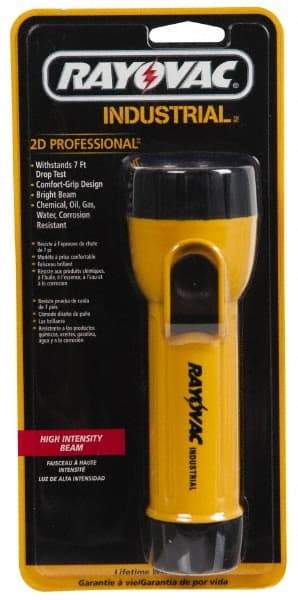 Rayovac - Incandescent Bulb, Industrial/Tactical Flashlight - Yellow Body, 2 D Batteries Not Included - Benchmark Tooling