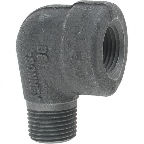 Made in USA - Size 1/2", Class 3,000, Forged Carbon Steel Black Pipe 90° Street Elbow - 3,000 psi, Threaded End Connection - Benchmark Tooling