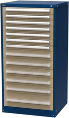 Vidmar - 13 Drawer, Modular Storage Cabinet - Steel, 30" Wide x 27-3/4" Deep x 59" High, Blue & Beige - Benchmark Tooling