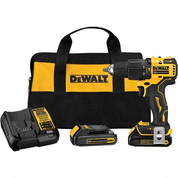 DeWALT - 20 Volt 1/2" Plastic Ratcheting Chuck Cordless Hammer Drill - 28500 BPM, 1650 RPM, Reversible - Benchmark Tooling