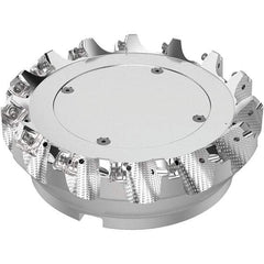 Seco - 160mm Cut Diam, 40mm Arbor Hole, 6mm Max Depth of Cut, 48° Indexable Chamfer & Angle Face Mill - 15 Inserts, SN.. Insert, Right Hand Cut, 15 Flutes, Through Coolant, Series R220.54 - Benchmark Tooling