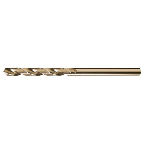 5/32 RHS / RHC HSS-CO 8% (M42) 135 Degree Split Point NAS907 Type J Cobalt Heavy Duty 6″ Extended Length Drill - Straw / Gold Oxide - Exact Industrial Supply