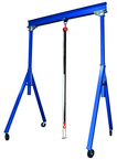 Gantry Crane - Solid steel construction - Large 8" Dia. locking phenolic casters - Adj. Height in 6" increments - 6000 lbs Load Capacity - Benchmark Tooling