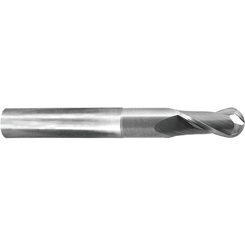 ‎1/4″ Dia. × 1/4″ Shank × 2-1/4″ DOC × 4 OAL, Carbide AlTiN, 2 Flute, Ballnose End Mill - Exact Industrial Supply
