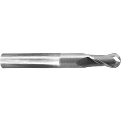 ‎1/4″ Dia. × 1/4″ Shank × 2-1/4″ DOC × 4 OAL, Carbide AlTiN, 2 Flute, Ballnose End Mill - Exact Industrial Supply