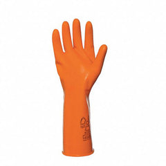 Size 8-Anti-C 100% Natural Rubber Latex Gloves, 18 mil, 15″ length. Orange - Benchmark Tooling
