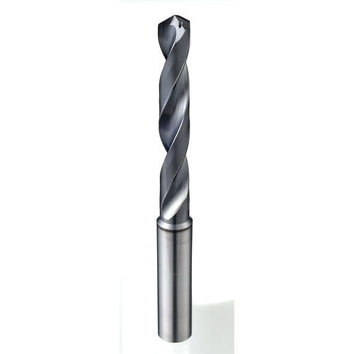 U Dia. x 10 mm Shank × 61 mm Flute Length × 103 mm OAL, 5xD, 118°, DLC, 2 Flute, Coolant Thru, Straight Solid Carbide Drill - Exact Industrial Supply
