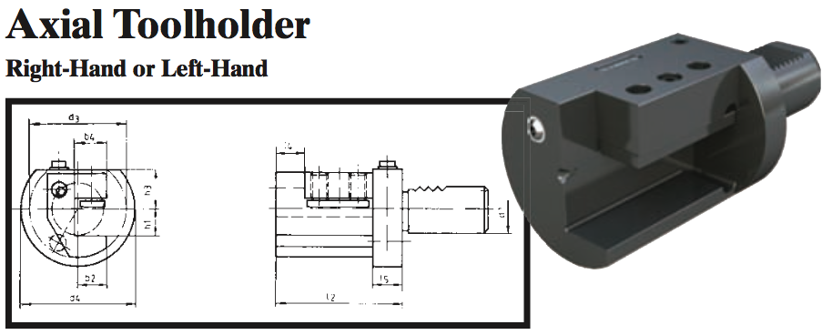 VDI Axial Toolholder (Right-Hand) - Part #: CNC86 35.4020R - Benchmark Tooling