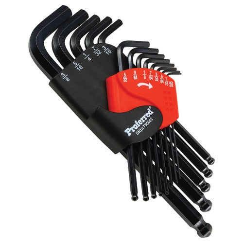 13 Pieces Long Arm Ball Hex Key Set - Fractional - Benchmark Tooling