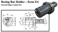 VDI Boring Bar Holder - Form E4 (External Single Coolant Flow) - Part #: CNC86 54.4012 - Benchmark Tooling