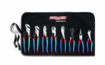 Channellock Code Blue 8 Pc. Plier Set - Contains 9.5 and 10 in. Tongue and Groove; 9 in. High Leverage Linemens; Cable Cutter; Crimping/Cutting Tool; 8 in. End Cutting; Long Nose and Diagonal Cutting Plier - Benchmark Tooling