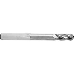 ‎1/4″ Dia. × 1/4″ Shank × 2-1/4″ DOC × 4 OAL, Carbide AlTiN, 4 Flute, Ballnose End Mill - Exact Industrial Supply