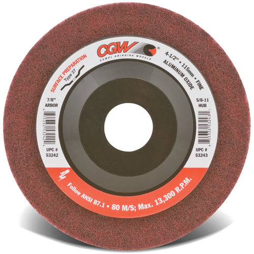 4 1/2″ × 5/8-11 - Aluminum Oxide Surface Grinding Wheel - Type 27 - Maroon - Benchmark Tooling
