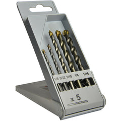 ‎1/8-5/16 RHS / RHC HSS+TCT 118 Degree Radial Point Carbide-Tipped Masonry Drill Set - Sand Blasted - Exact Industrial Supply