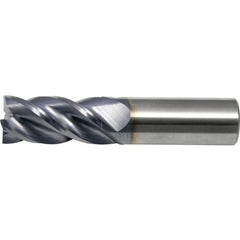 1/2″ × 1/2″ × 2″ × 4″ RHS / RHC Solid Carbide 4-Flute Corner Radius End Mill - TiAlN - Exact Industrial Supply