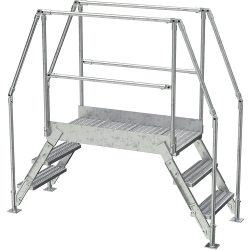 Galvanized Cross-Over Ladder 78 × 72.15″ 3 Step - Exact Industrial Supply