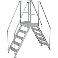 Galvanized Cross-Over Ladder 79.5 × 92.15″ 5 Step - Exact Industrial Supply