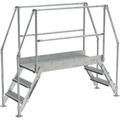 Aluminum Cross Over Ladder 50″ Wide 3 Step - Exact Industrial Supply