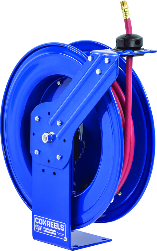 #SH-N-375 For 3/8" x 75' Hose Low Pressure Spring Rewind Hose Reel with Super Hub w/ Hose - Benchmark Tooling