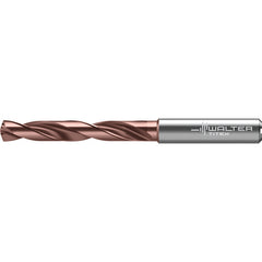 13.1 mm Dia. × 14 mm Shank × 77 mm Flute Length × 124 mm OAL, 5xD, 140 Degrees, Axial Inclined Exit, DIN 6535 HA, Cylindrical Solid Carbide Drill DC175 WJ30RZ