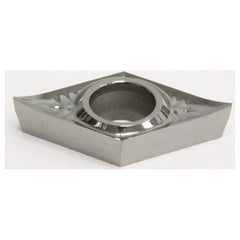 DCGT32.52NAG H1, 0.031″ Corner Radius, 0.016″ Thick, 3/8″ Inscribed Circle, Uncoated, 55 Degree Diamond, Turning Insert - Exact Industrial Supply
