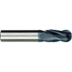 1/2 x 1/2 x 5/8 x 3 OAL 4 Flute Ball Nose Carbide End Mill - Round Shank-AlCrN Coated - Benchmark Tooling