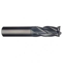 7/16 Dia. x 4 Overall Length 4-Flute Square End Solid Carbide SE End Mill-Round Shank-Center Cut-AlTiN - Benchmark Tooling