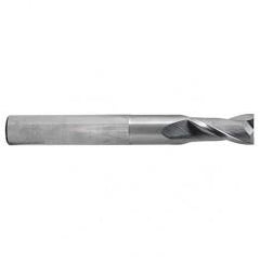 1/4 Dia. x 4 Overall Length 2-Flute Square End Solid Carbide SE End Mill-Round Shank-Center Cut-TiN - Benchmark Tooling