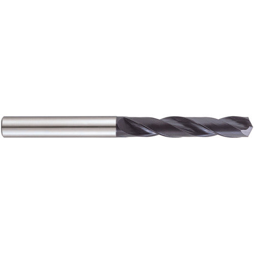 F Dia. x 8 mm Shank × 34 mm Flute Length × 79 mm OAL, 3xD, 140°, TiAlN, 2 Flute, External Coolant, Straight Solid Carbide Drill - Exact Industrial Supply